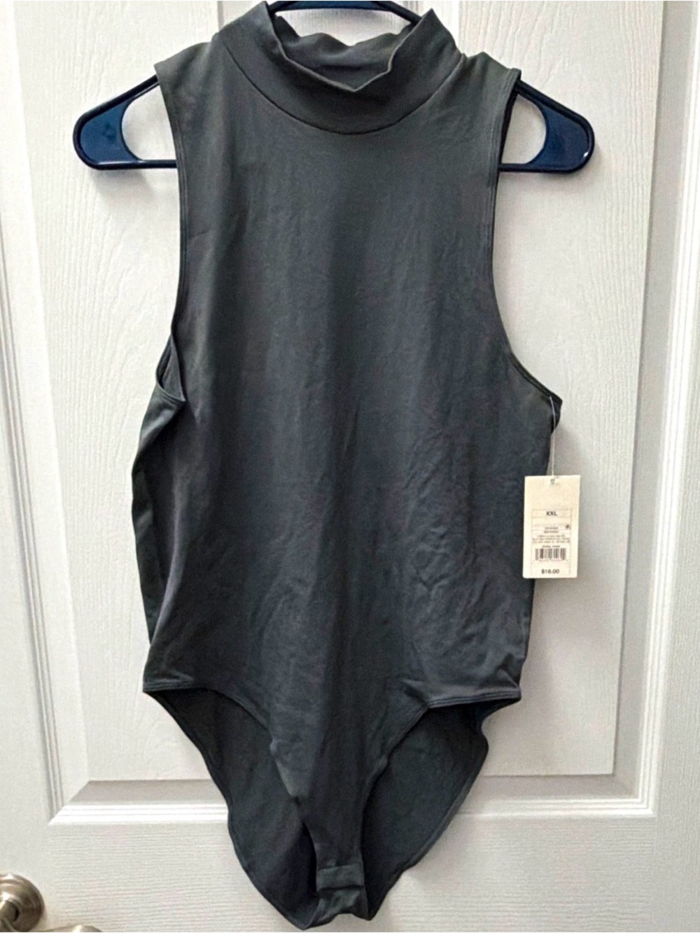 a new day Womens Sleeveless Mock Neck Bodysuit in Charcoal Gray